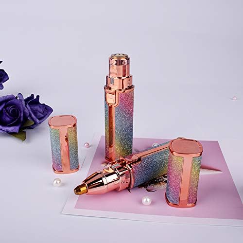 AMVRA 2-in-1 Facial Hair Removal for Women, Rechargeable Eyebrow & Nose Hair Trimmer, Painless Face Shaver for Lip, Chin & Eyebrow with Built-in LED Light, USB Rechargeable Facial Hair Remover