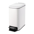 AMVRA Small Bathroom Trash Can with Lid Soft Close, Step Pedal, 6 Liter / 1.6 Gallon Stainless Steel Garbage Can with Removable Inner Bucket, Anti-Fingerprint Finish (White)