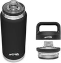 AMVRA Rambler 36 oz Stainless Steel Water Bottle with Chug Cap – Vacuum Insulated, Leakproof, BPA Free – Keeps Drinks Cold 24H Hot 12H – Reusable Travel Bottle, Black