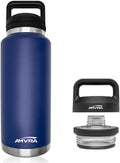 AMVRA Rambler 26 oz Stainless Steel Water Bottle with Chug Cap – Vacuum Insulated, Leakproof, BPA Free – Keeps Drinks Cold 24H Hot 12H – Reusable Travel Bottle, Navy Blue