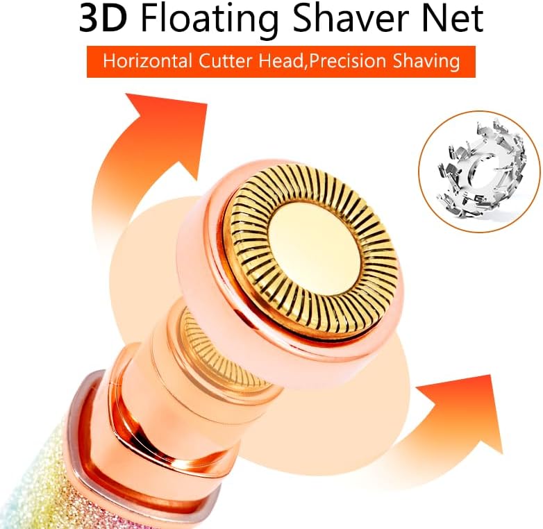 AMVRA 2-in-1 Facial Hair Removal for Women, Rechargeable Eyebrow & Nose Hair Trimmer, Painless Face Shaver for Lip, Chin & Eyebrow with Built-in LED Light, USB Rechargeable Facial Hair Remover